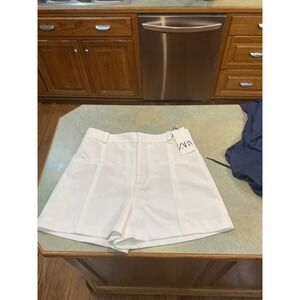 Zara Womens High Waisted Tailored Shorts White Size XL New With Tags